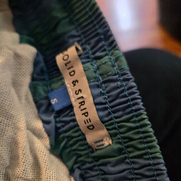 Solid & striped swim trunks mens size small blue green summer beach beachy fun - Picture 5 of 8